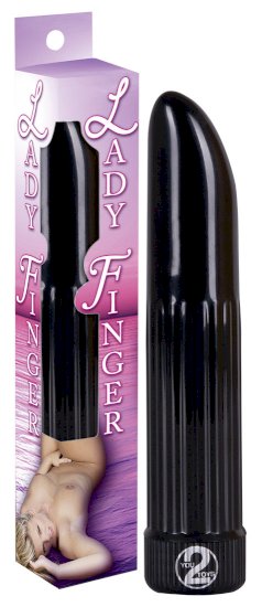Ladyfinger fekete vibrátor, kissé ívelt, női rúzsra hasonlító formájú, könnyen k