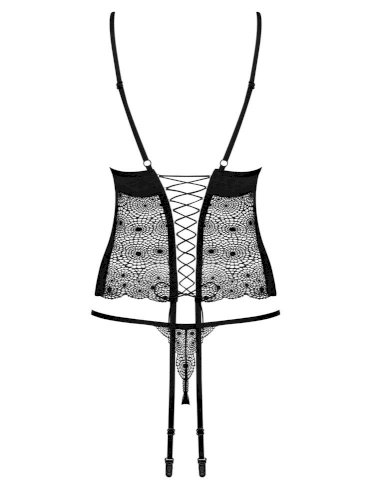 Sharlotte corset & thong black L/XL - fekete fűző és tanga