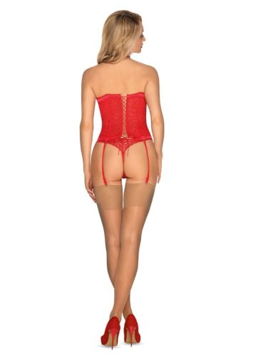 Flameria corset & thong L/XL - piros fűző és tanga