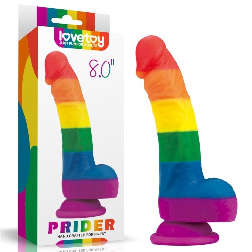 8'' Prider - Szivárvány színű, pénisz formájú, kiváló minőségű dildó